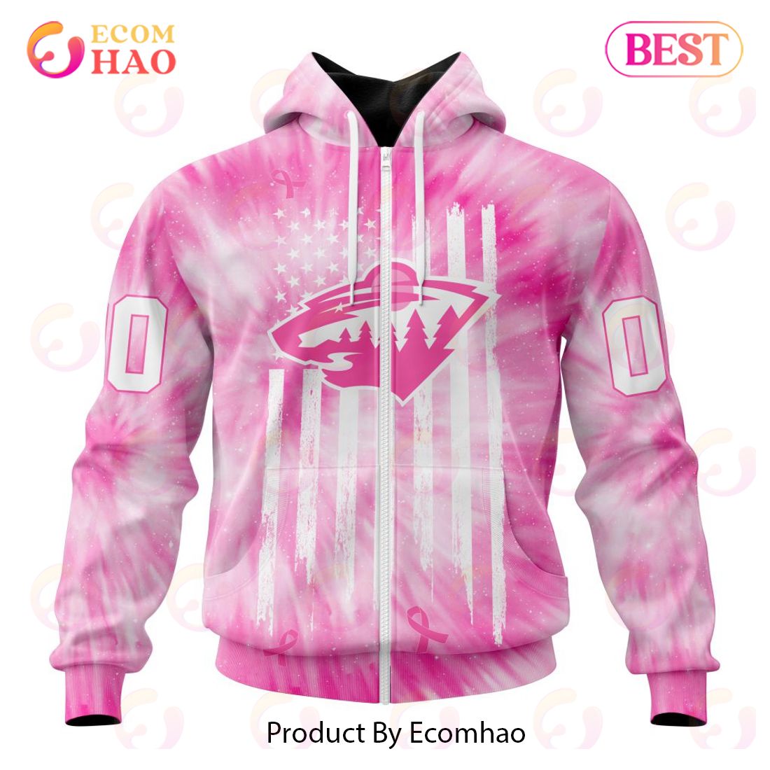 NHL Minnesota Wild Special Pink Tie-Dye Breast Cancer 3D Hoodie