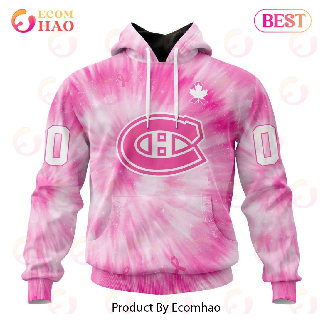 NHL Montreal Canadiens Special Pink Tie-Dye Breast Cancer 3D Hoodie