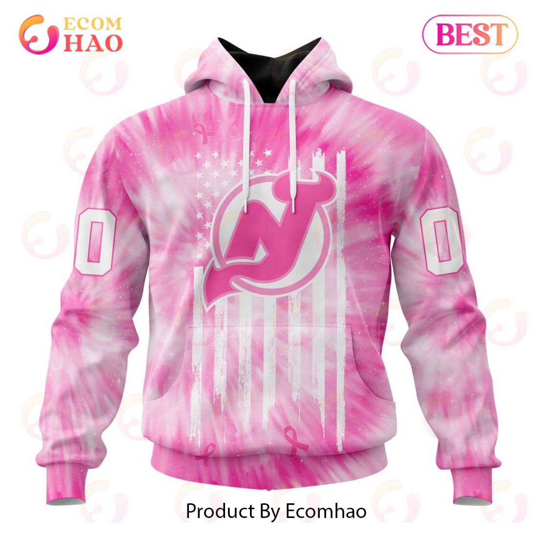 NHL New Jersey Devils Special Pink Tie-Dye Breast Cancer 3D Hoodie