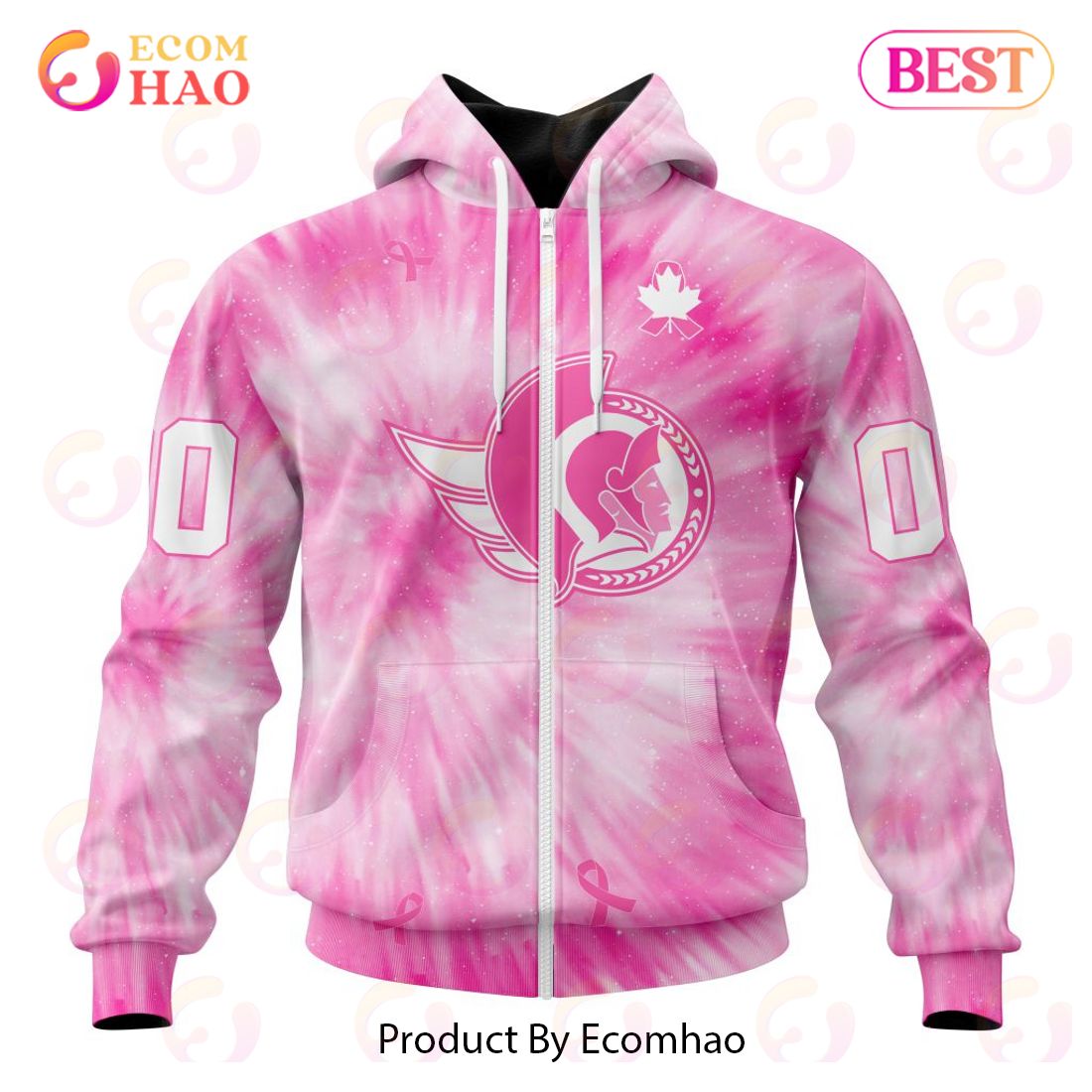 NHL Ottawa Senators Special Pink Tie-Dye Breast Cancer 3D Hoodie