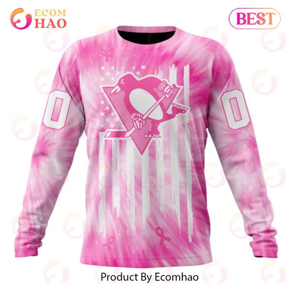NHL Pittsburgh Penguins Special Pink Tie-Dye Breast Cancer 3D Hoodie