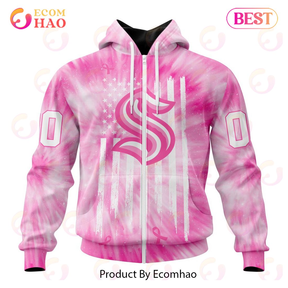 NHL Seattle Kraken Special Pink Tie-Dye Breast Cancer 3D Hoodie