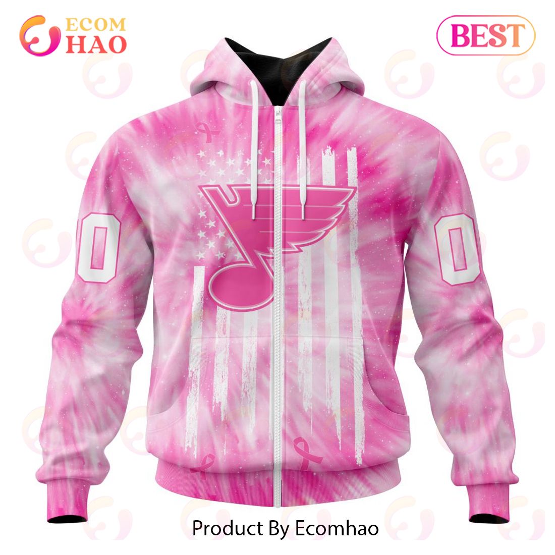 NHL St Louis Blues Special Pink Tie-Dye Breast Cancer 3D Hoodie