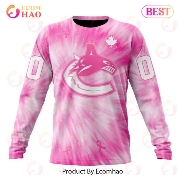 NHL Vancouver Canucks Special Pink Tie-Dye Breast Cancer 3D Hoodie