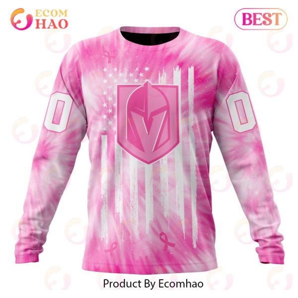NHL Vegas Golden Knights Special Pink Tie-Dye Breast Cancer 3D Hoodie