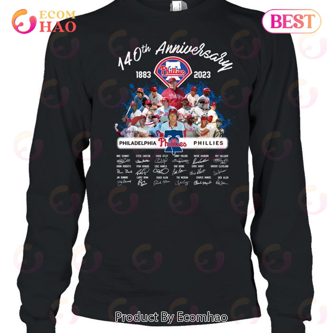 140 Years Of Philadelphia Phillies Baseball Team 1883-2023 Signatures Shirt