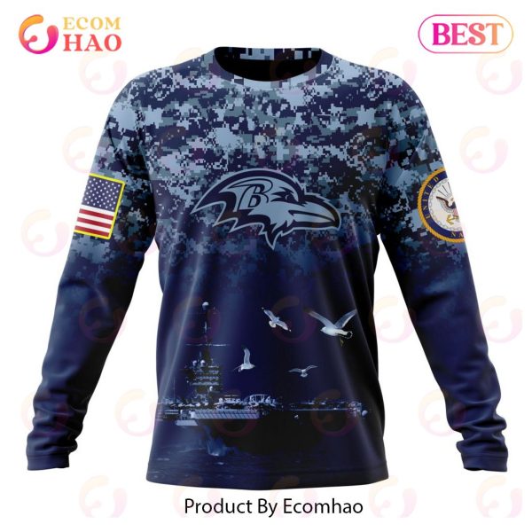 NFL Baltimore Ravens Specialized Design With Honor US Navy Veterans 3D Hoodie