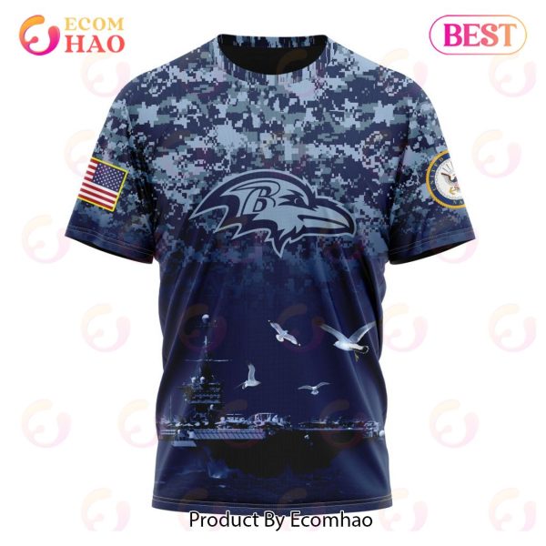 NFL Baltimore Ravens Specialized Design With Honor US Navy Veterans 3D Hoodie