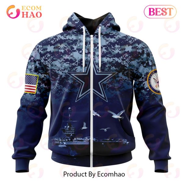 NFL Dallas Cowboys Specialized Design With Honor US Navy Veterans 3D Hoodie