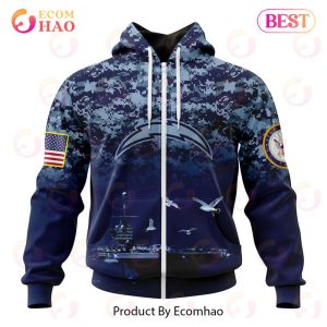 NFL Los Angeles Chargers Specialized Design With Honor US Navy Veterans 3D Hoodie