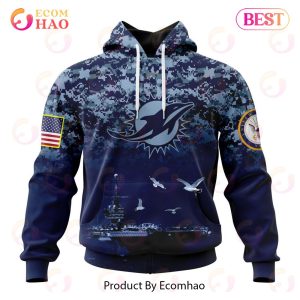 NFL Miami Dolphins Specialized Design With Honor US Navy Veterans 3D Hoodie