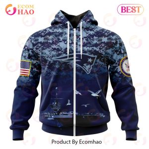 NFL New England Patriots Specialized Design With Honor US Navy Veterans 3D Hoodie