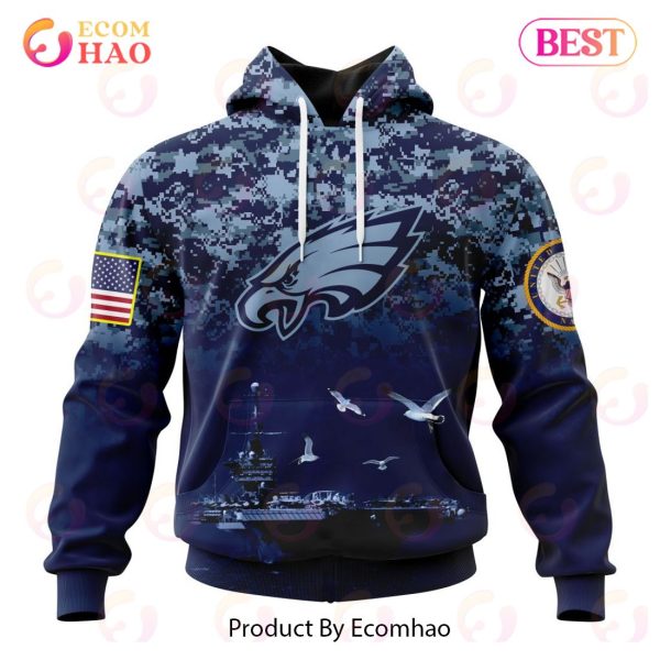NFL Philadelphia Eagles Specialized Design With Honor US Navy Veterans 3D Hoodie