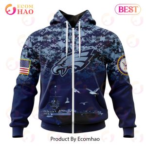 NFL Philadelphia Eagles Specialized Design With Honor US Navy Veterans 3D Hoodie