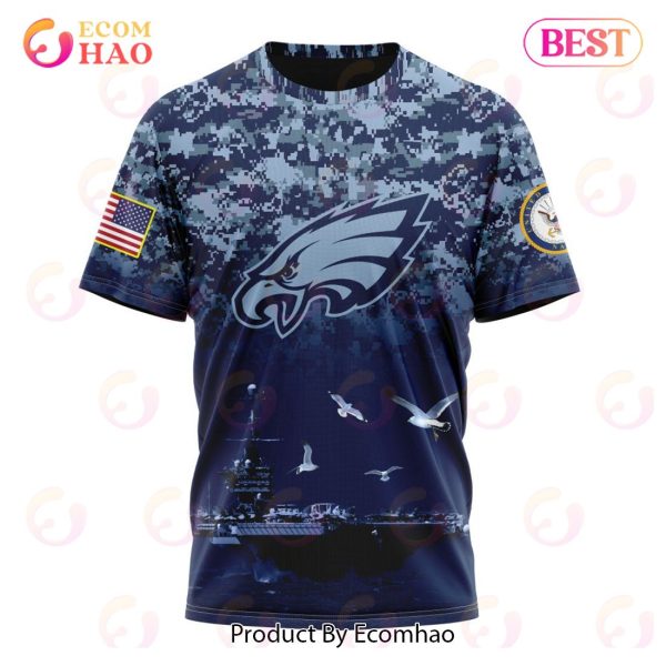 NFL Philadelphia Eagles Specialized Design With Honor US Navy Veterans 3D Hoodie