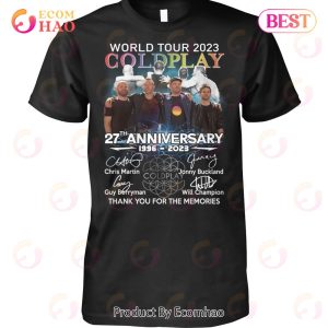 World Tour 2023 Coldplay 27th Anniversary 1996 – 2023 Thank You For The Memories T-Shirt