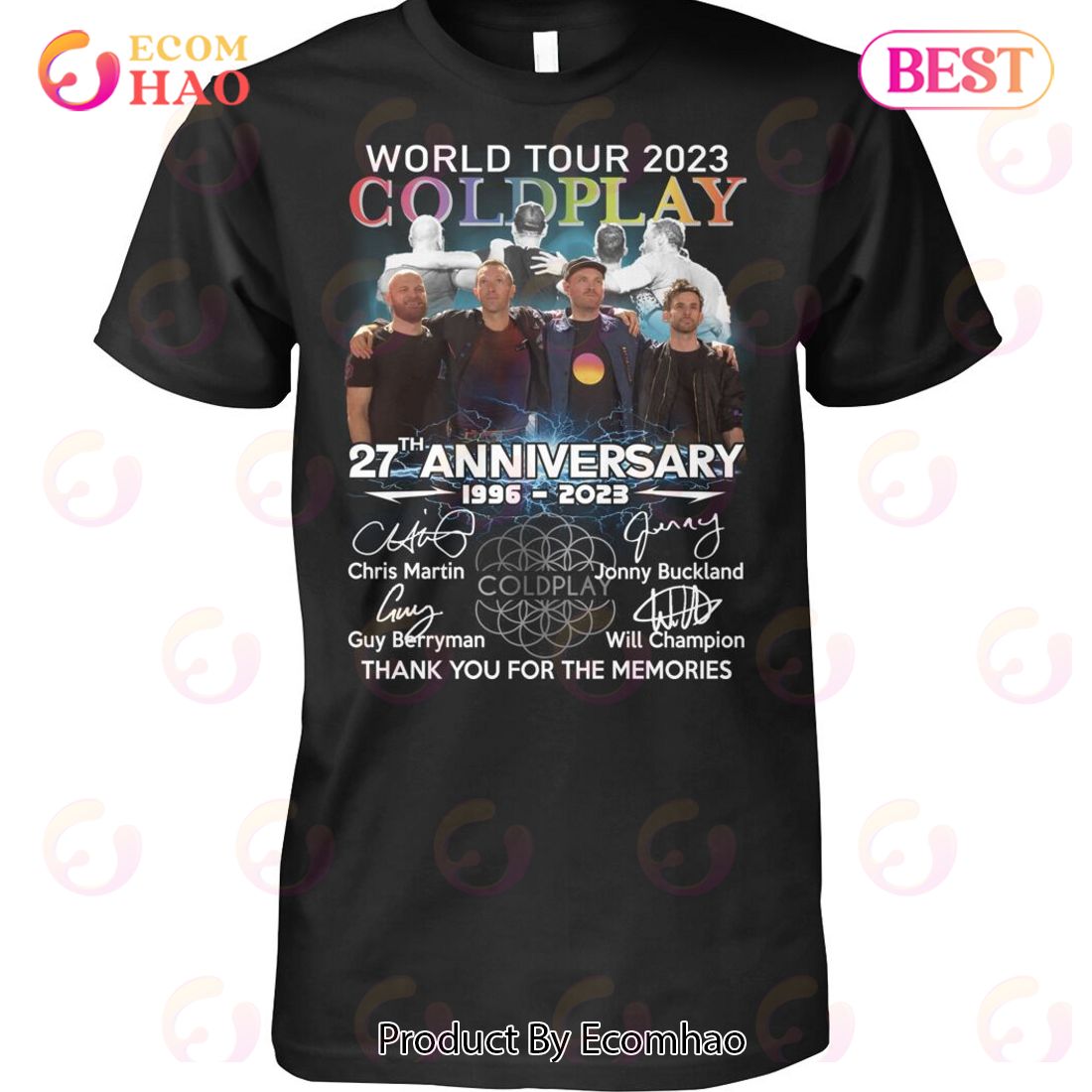 knoflook moersleutel Op de loer liggen World Tour 2023 Coldplay 27th Anniversary 1996 - 2023 Thank You For The  Memories T-Shirt - Ecomhao Store