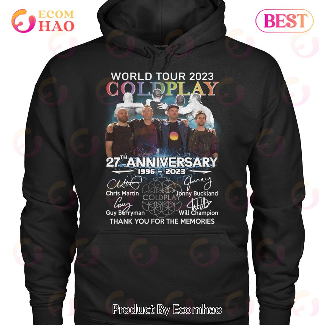 World Tour 2023 Coldplay 27th Anniversary 1996 – 2023 Thank You For The Memories T-Shirt