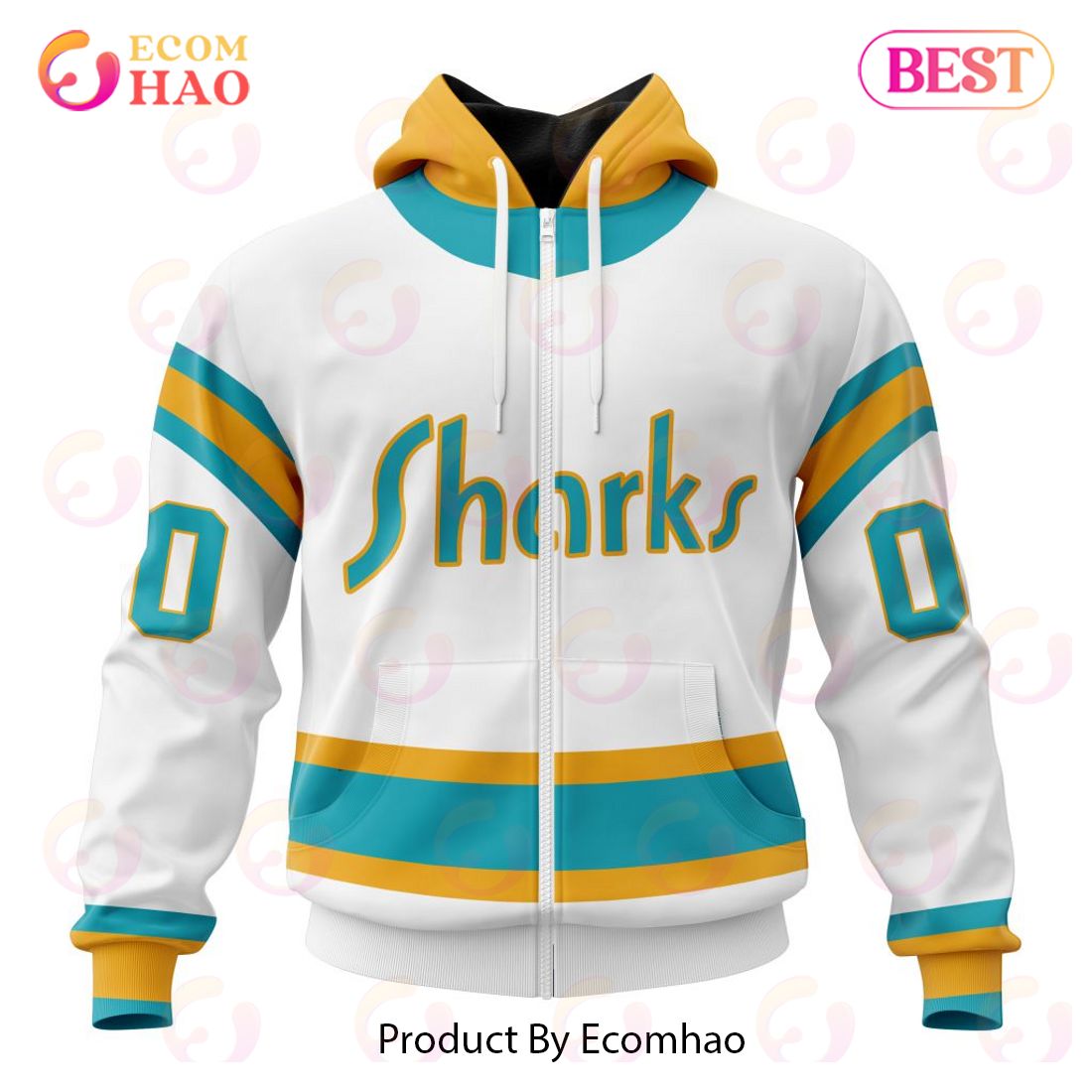 NHL San Jose Sharks Reverse Retro Kits 2022 3D Hoodie