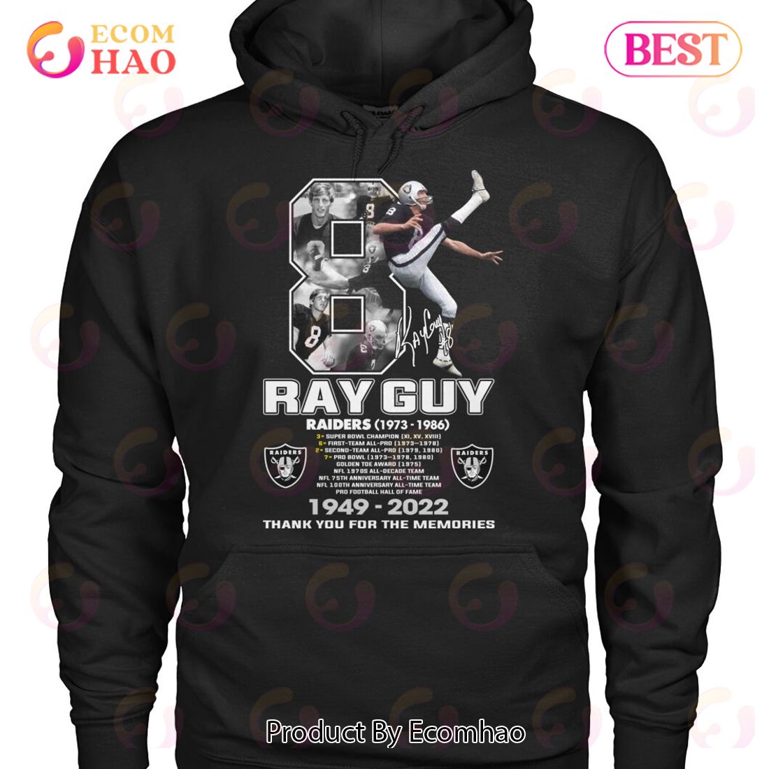 Ray Guy Raiders  1973 – 1986  1949 – 2022 Thank You For The Memories T-Shirt