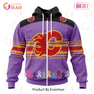NHL Calgary Flames Specialized Design Fights Cancer 3D Hoodie
