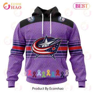 NHL Columbus Blue Jackets Specialized Design Fights Cancer 3D Hoodie