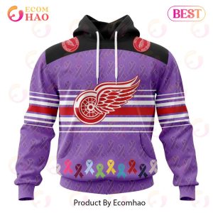 NHL Detroit Red Wings Specialized Design Fights Cancer 3D Hoodie