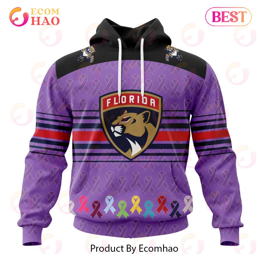 NHL Florida Panthers Specialized Design Fights Cancer 3D Hoodie