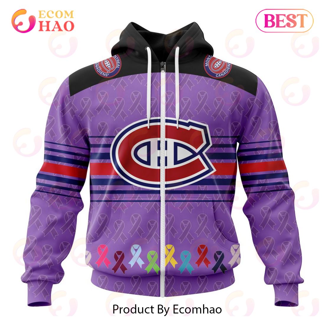 NHL Montreal Canadiens Specialized Design Fights Cancer 3D Hoodie