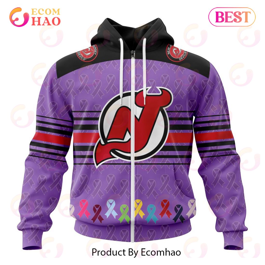 NHL New Jersey Devils Specialized Design Fights Cancer 3D Hoodie