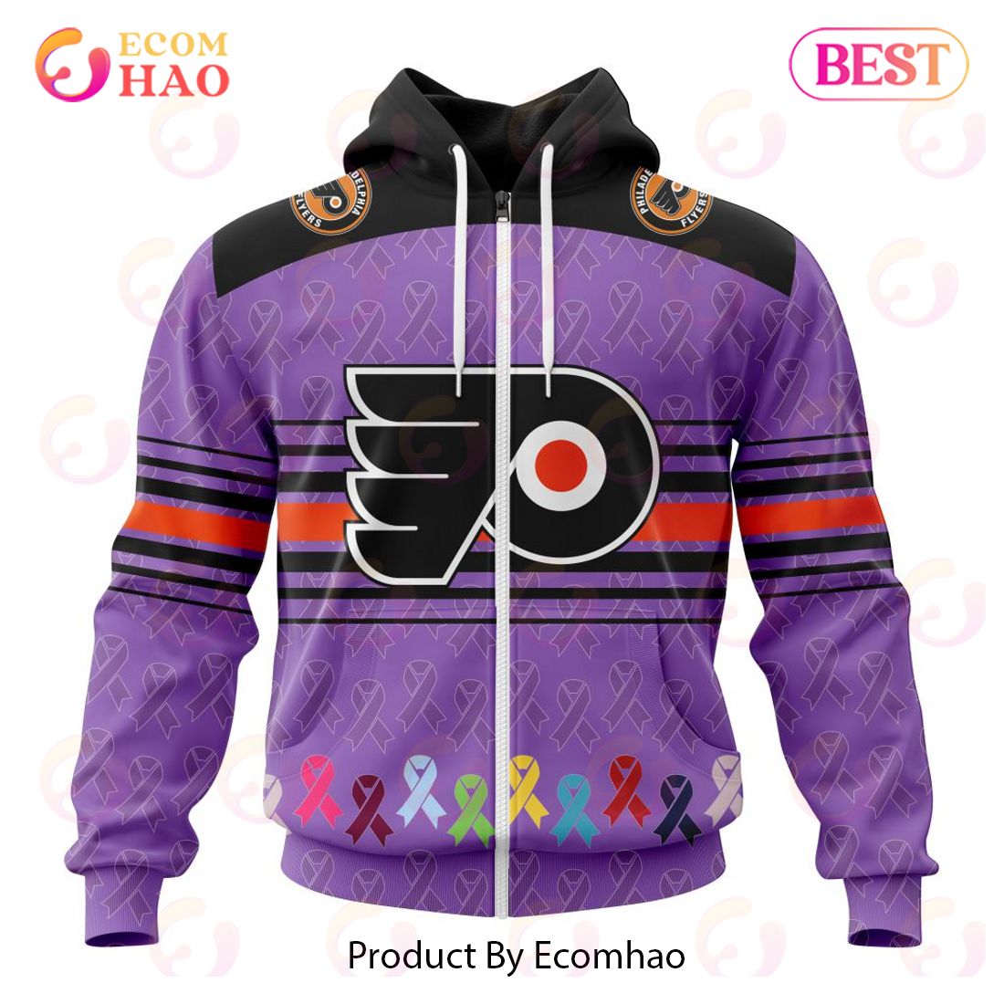 NHL Philadelphia Flyers Specialized Design Fights Cancer 3D Hoodie