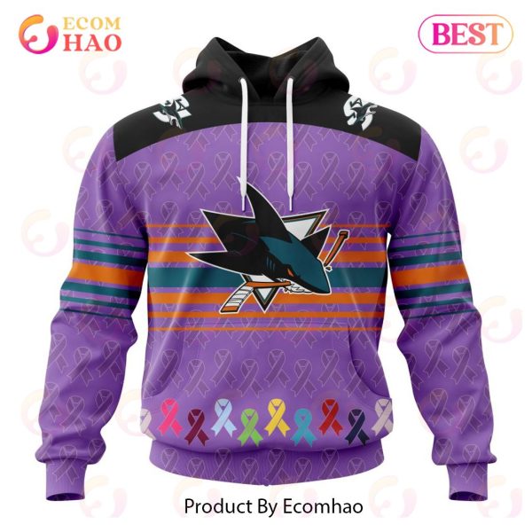 NHL San Jose Sharks Specialized Design Fights Cancer 3D Hoodie