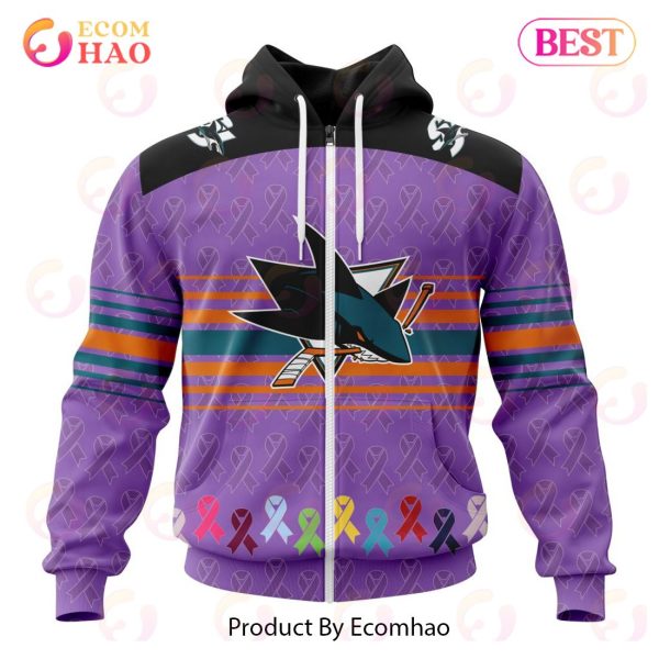 NHL San Jose Sharks Specialized Design Fights Cancer 3D Hoodie
