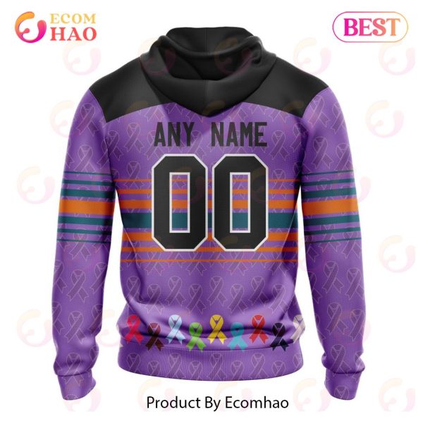 NHL San Jose Sharks Specialized Design Fights Cancer 3D Hoodie