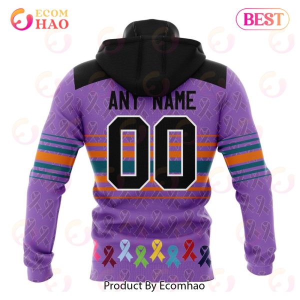 NHL San Jose Sharks Specialized Design Fights Cancer 3D Hoodie