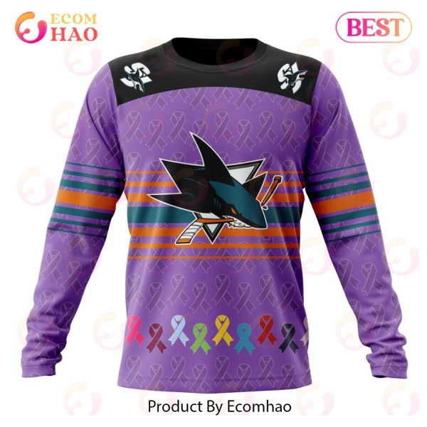 NHL San Jose Sharks Specialized Design Fights Cancer 3D Hoodie