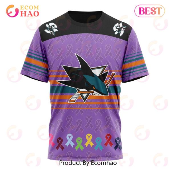 NHL San Jose Sharks Specialized Design Fights Cancer 3D Hoodie
