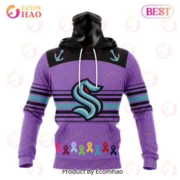 NHL Seattle Kraken Specialized Design Fights Cancer 3D Hoodie