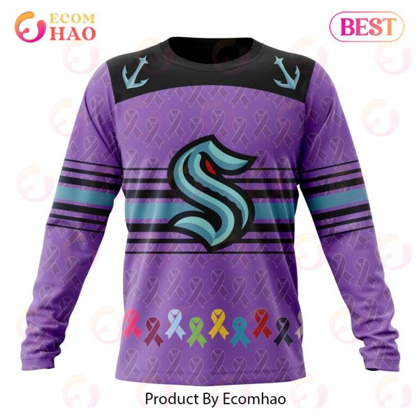 NHL Seattle Kraken Specialized Design Fights Cancer 3D Hoodie