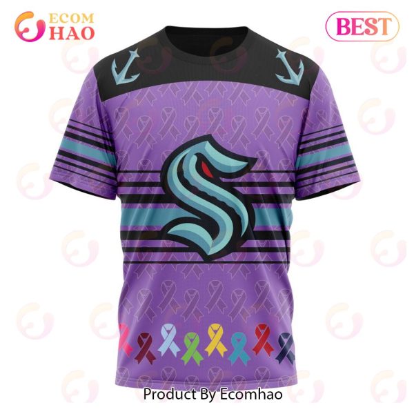 NHL Seattle Kraken Specialized Design Fights Cancer 3D Hoodie