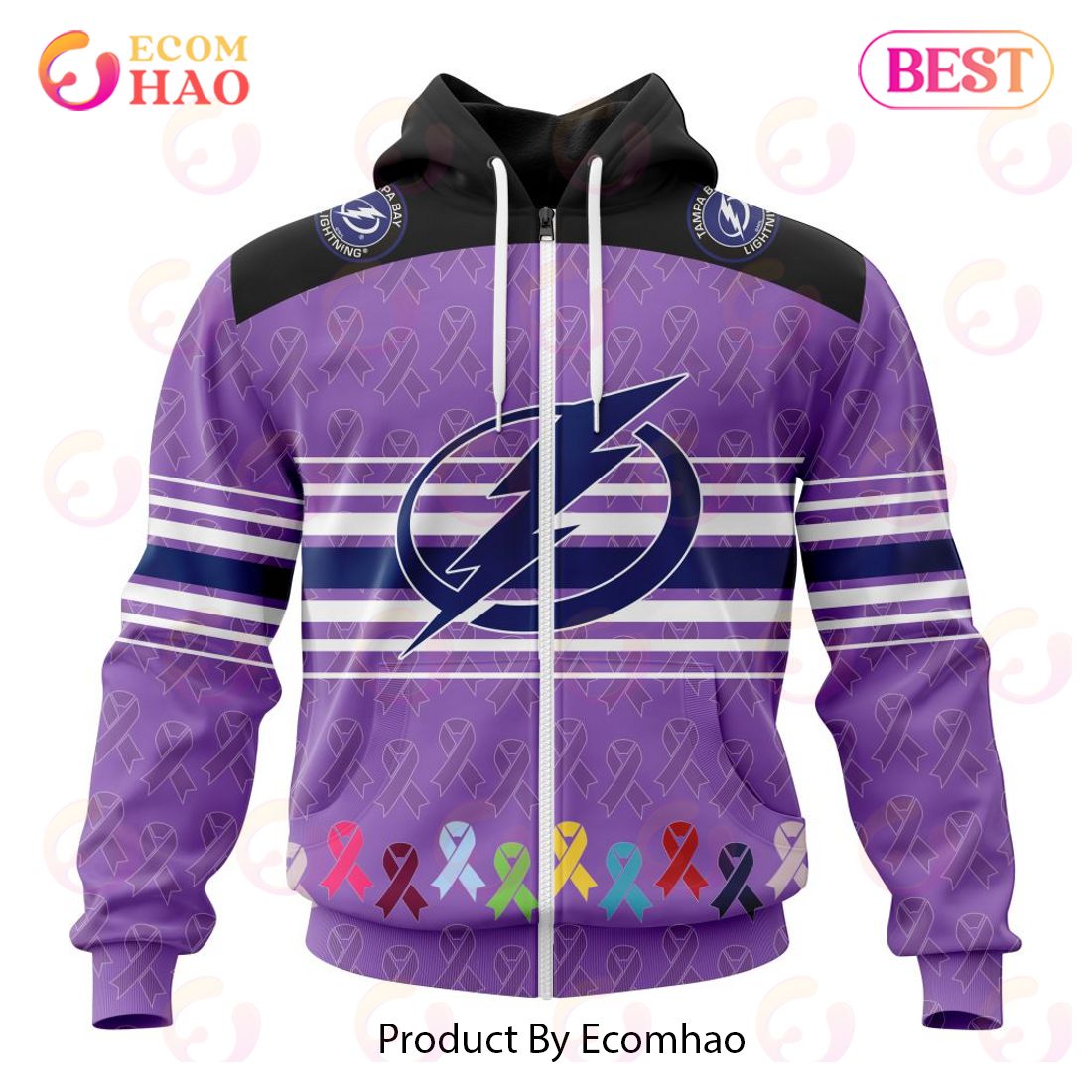 NHL Tampa Bay Lightning Specialized Design Fights Cancer 3D Hoodie