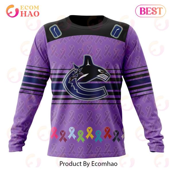 NHL Vancouver Canucks Specialized Design Fights Cancer 3D Hoodie