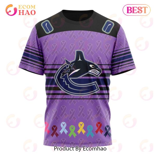 NHL Vancouver Canucks Specialized Design Fights Cancer 3D Hoodie