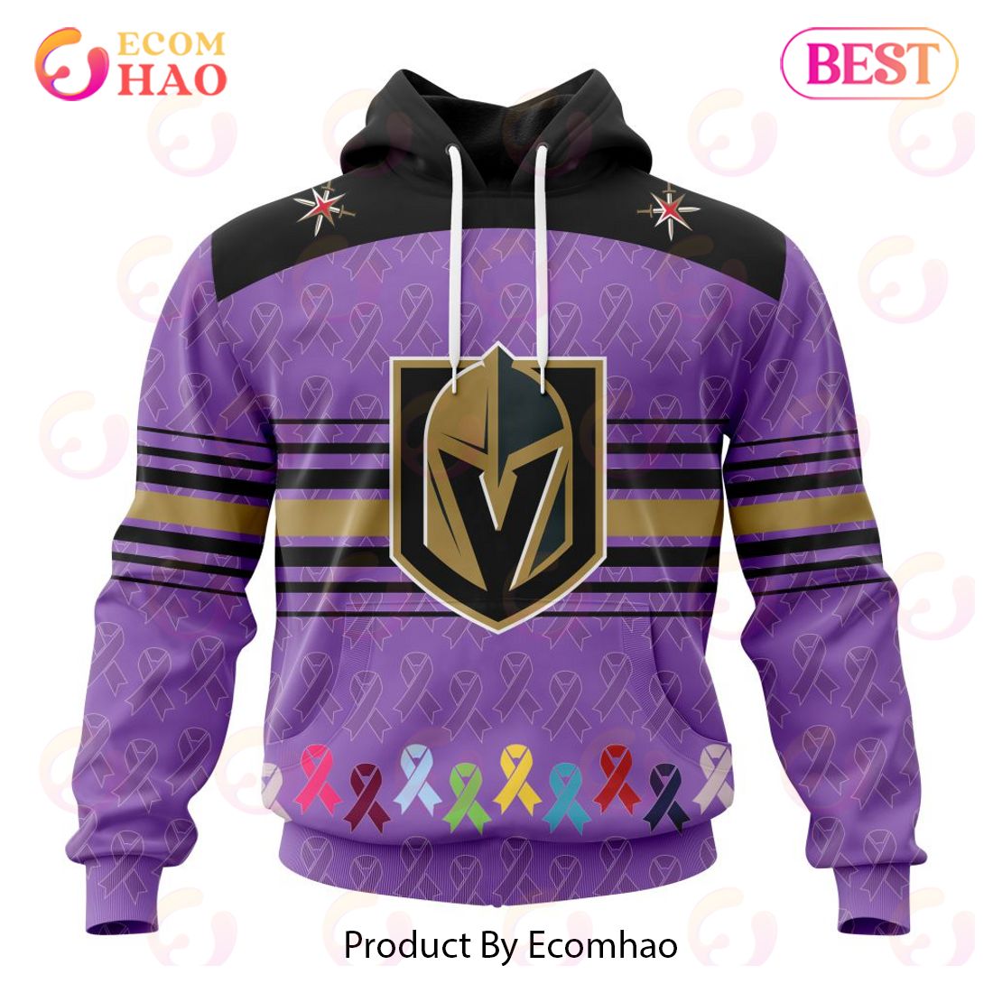 NHL Vegas Golden Knights Specialized Design Fights Cancer 3D Hoodie