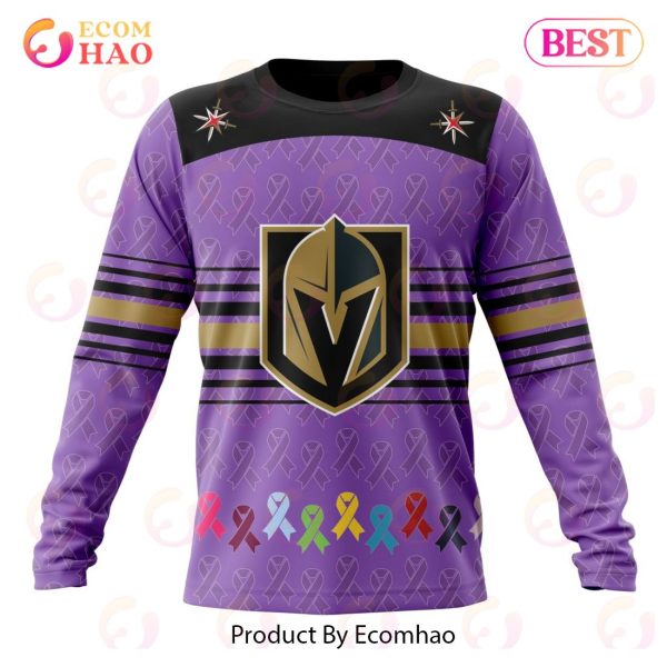 NHL Vegas Golden Knights Specialized Design Fights Cancer 3D Hoodie