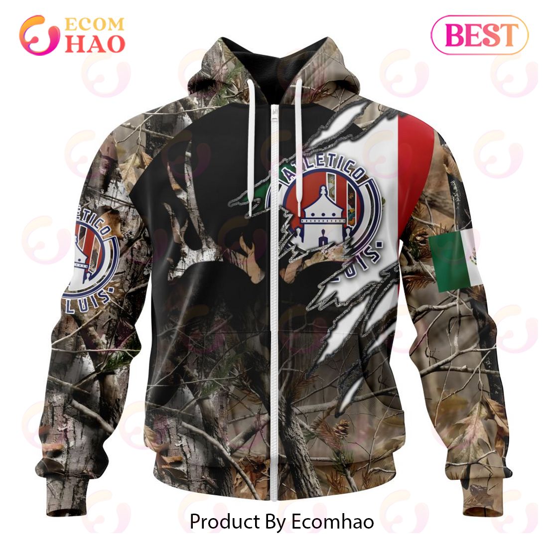 LIGA MX Atletico San Luis Special Camo Hunting 3D Hoodie