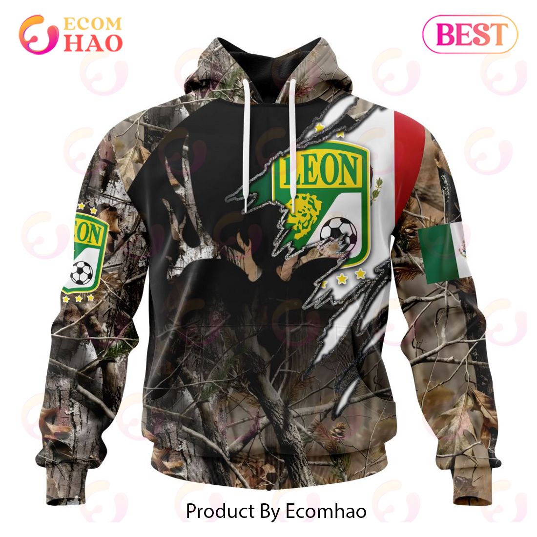 LIGA MX Club Leon Special Camo Hunting 3D Hoodie