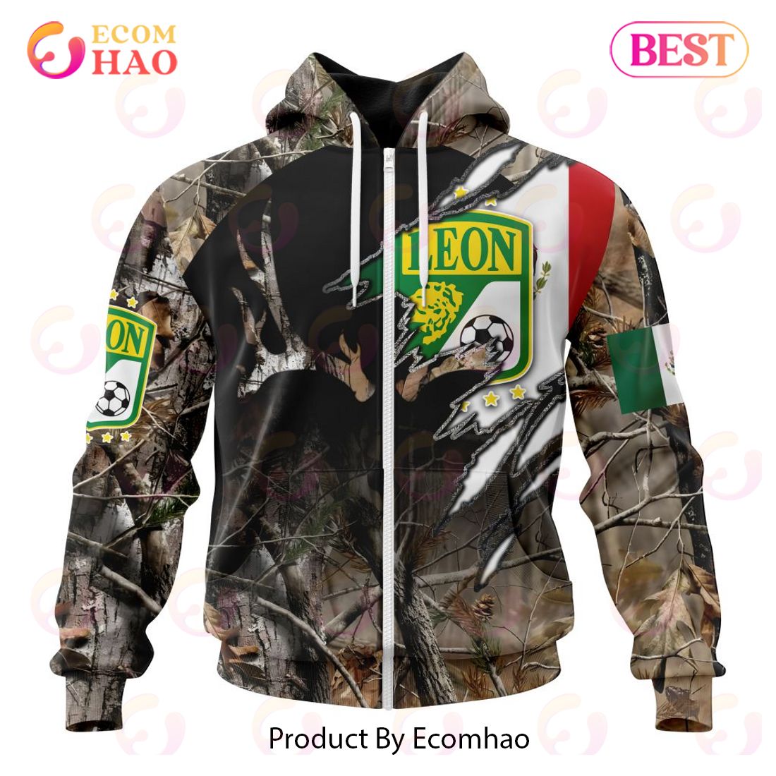 LIGA MX Club Leon Special Camo Hunting 3D Hoodie