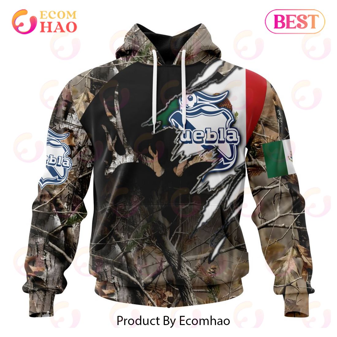 LIGA MX Club Puebla Special Camo Hunting 3D Hoodie