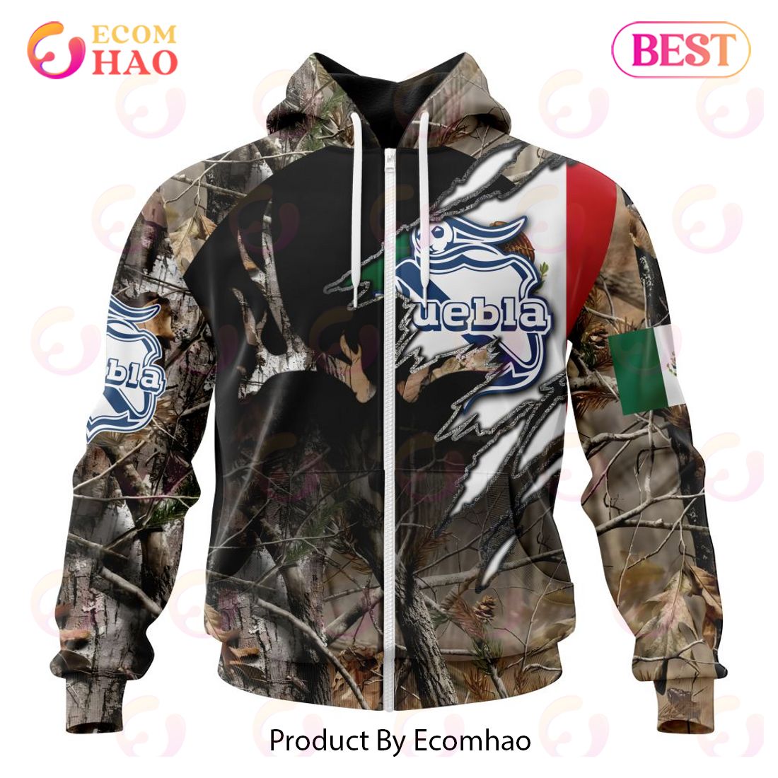 LIGA MX Club Puebla Special Camo Hunting 3D Hoodie